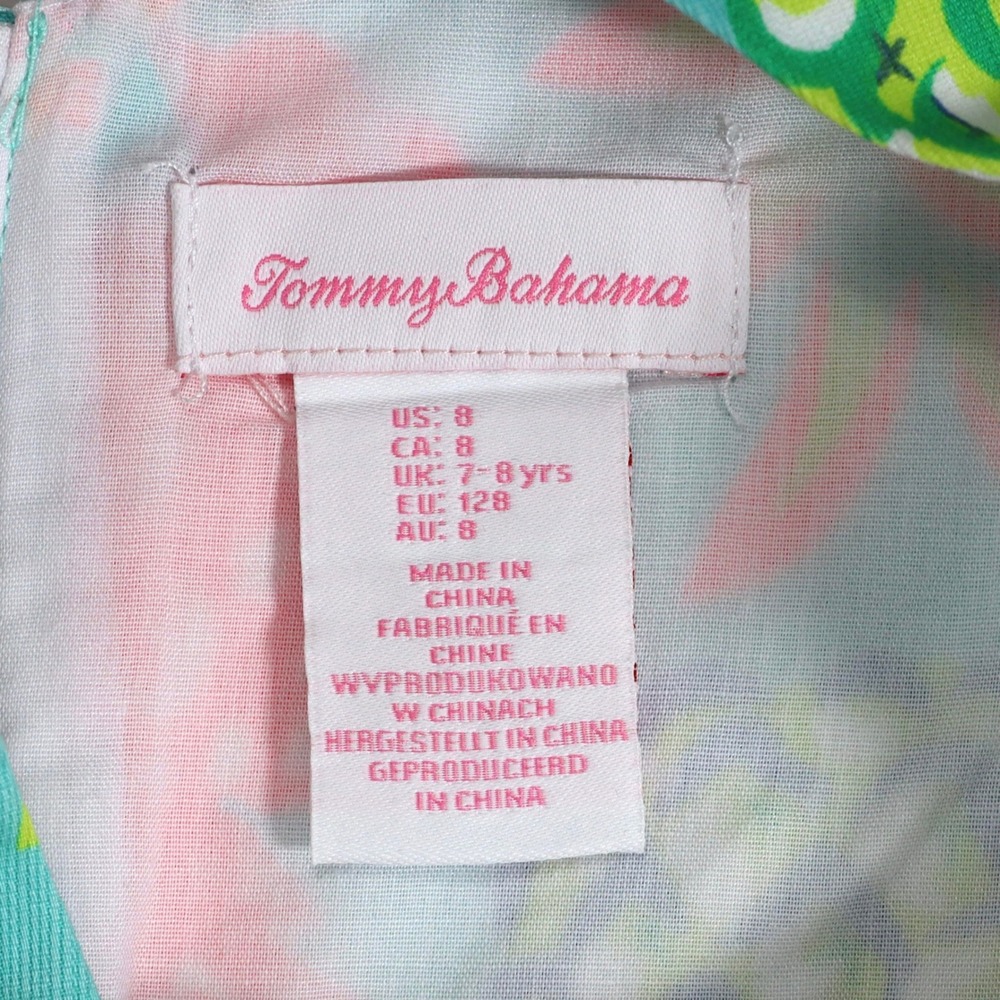 Tommy Bahama Shift Dress Girls Size 8 Blue Pineapple Print Cotton Pique Summer - Picture 8 of 10